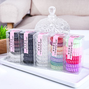 Élastiques à cheveux en forme de cordon téléphonique, couleurs bonbon, haute élasticité, dégradé de couleurs, usage quotidien, accessoires pour cheveux en résine plastique - Product Image 1