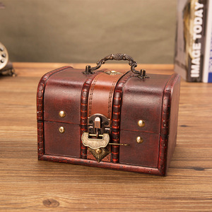 Caja del Tesoro de madera envejecida de estilo europeo, cerradura grabada antigua, accesorios de cámara de almacenamiento para manualidades de madera, embalaje de carteles de pared - Product Image 2