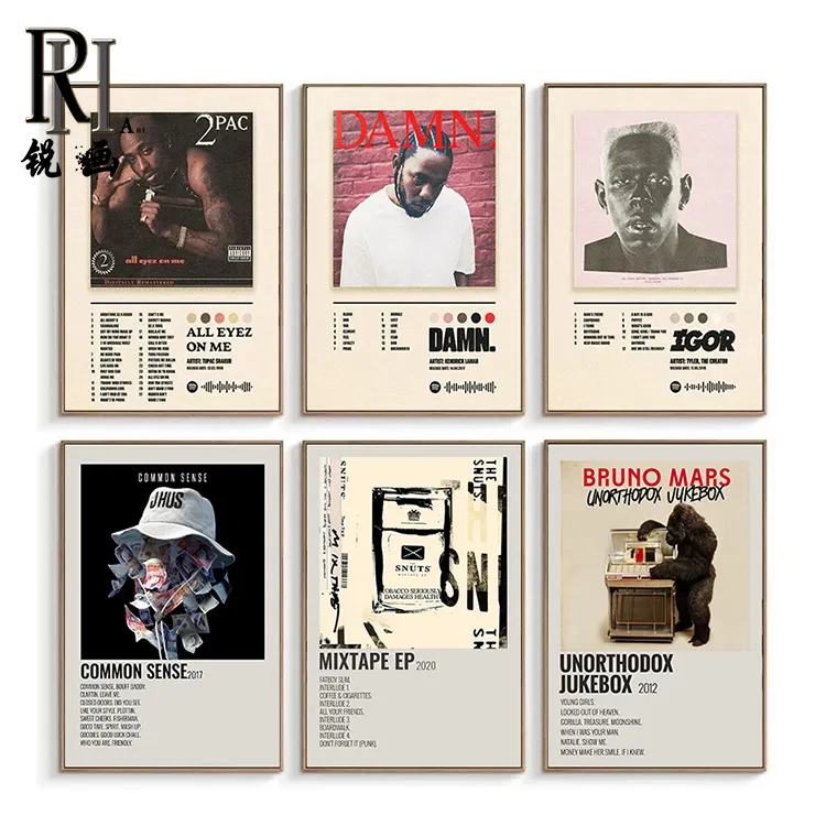 Album Musik Meliputi Poster Rapper 2Pac Penyanyi Album Meliputi Kanvas Lukisan Dinding Seni Gambar Dekorasi Rumah Hip Hop Dinding Pop Art