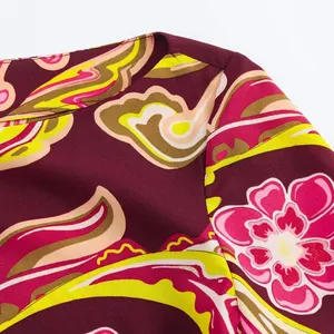 2025 nuovo abito Casual da donna con girocollo a maniche lunghe a campana con stampa floreale Paisley, cravatta in vita naturale per uscite estive quotidiane - Product Image 5