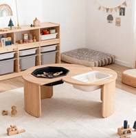 Table sensorielle octogonale en contreplaqué de bouleau Leowood Montessori Tuff Tray pour enfants, jeux de sable et d'eau, éducation précoce