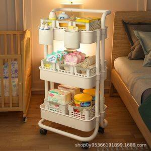 Étagère de rangement multi-niveaux Teng Hong en plastique avec roulettes pour chambre de bébé, organisation de cuisine, petite étagère pour poussette - Product Image 1