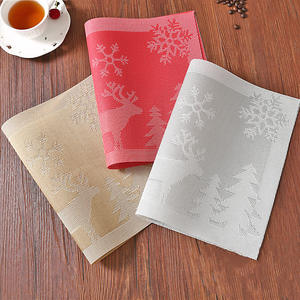 Tapis de Table de luxe en PVC tissé antidérapant, or, argent, rouge, tasse à café, napperon de noël en forme de cerf et de flocon de neige, nouveau - Product Image 2