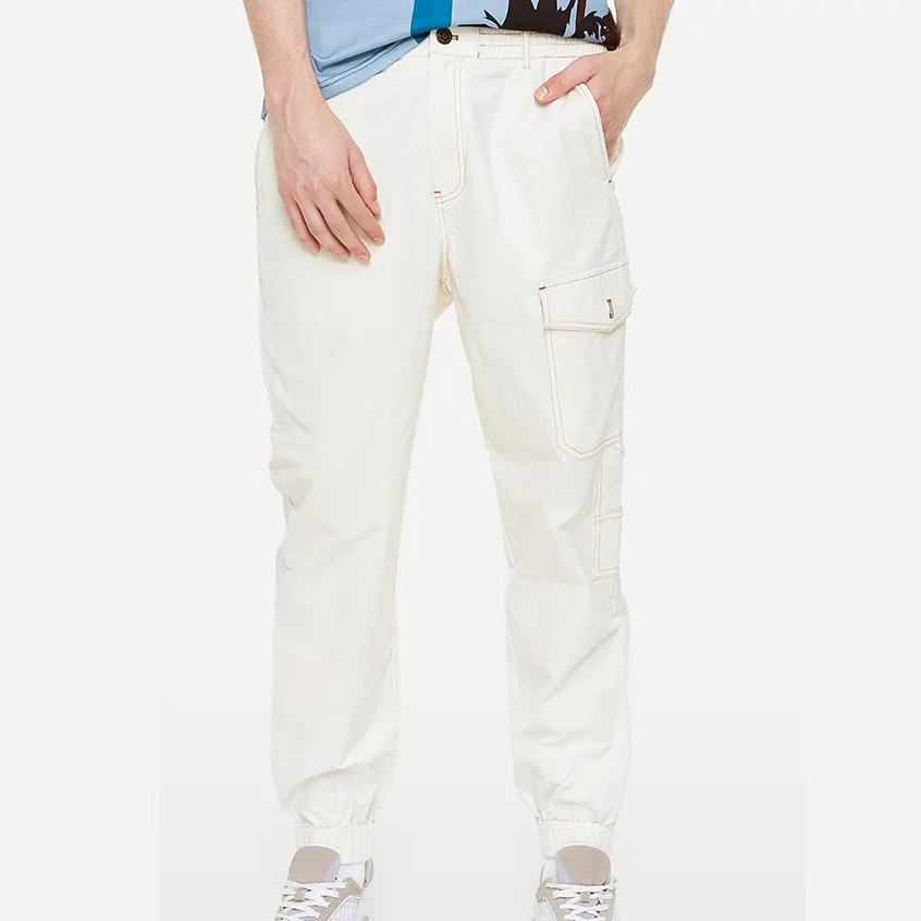 OEM wholesale custom White stretch leg pants slim casual men's pants