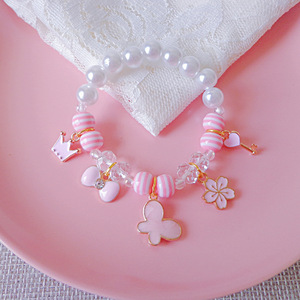 Bracelet Perles Licorne Mignon pour Enfants, Breloque Poney Rayé Rose, Bijou Fille pour Noël et Fêtes, Cadeau - Product Image 5