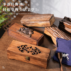 Boîte de rangement pour baguettes en bois massif de style thaïlandais avec couvercle, anti-poussière, pour la cuisine, support de rangement de comptoir, porte-couverts en bois pour la maison - Product Image 1