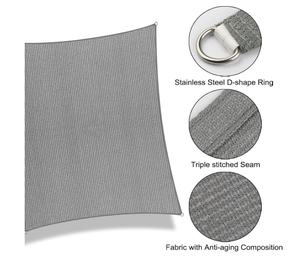 Voile d'ombrage grise anti-UV en tissu, toile <span class=keywords><strong>de</strong></span> protection pour patio extérieur et jardin, 185 GSM, robuste et personnalisable - Product Image 2
