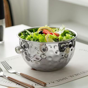 Ciotole Impilabili in <span class=keywords><strong>Acciaio</strong></span> Inox Martellato e Lucidato, Stoviglie Moderne di Lusso Ecologiche per Casa, Ristorante e Bar - Product Image 6