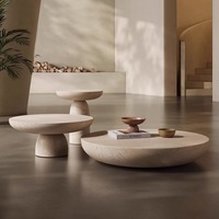 Table à café en fibre de verre et ciment de style Wabi-Sabi moderne - Ensemble de meubles d'extérieur durables et imperméables