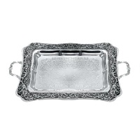 Plateau en aluminium fait main sur le thème royal, designs élégants d'usine, plusieurs matériaux disponibles, idéal pour une utilisation en intérieur