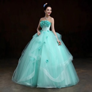 Strapless Ball Gown Chiffon Long Evening Dress Floral Print Empire Waistline Women's Performance Costume - Product Image 3