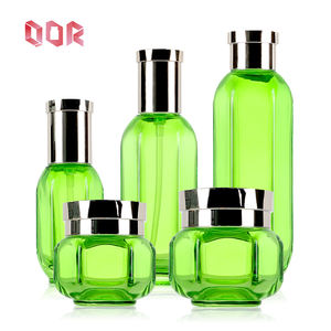 Flacon de sérum en verre mat vert haut de gamme de luxe 30g 50g 50ml 120ml 150ml, ensembles d'emballage pour soins de la peau, pot à crème avec couvercles dorés - Product Image 6