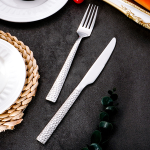 Nhà Hàng đám cưới dao kéo độc đáo búa xử lý Bạc muỗng thép không gỉ và Ngã Ba Bạc <span class=keywords><strong>Flatware</strong></span> Set - Product Image 5