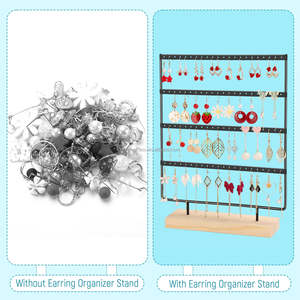 Black 88-Hole & 4-Layer Earring Organizer Display <b>Stand</b> Hanging <b>Jewelry</b> Holder for Earrrings - Product Image 3