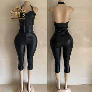 Hàng Mới Phụ Nữ PU Quần Short Thiết Lập Màu Đen Áo Sơ Mi Top + Quần Short Phù Hợp Với 2 Mảnh Thiết Lập Sexy Y2K PU Hai Mảnh Thiết Lập Cho Phụ Nữ Trang Phục 2026 - Product Image 6