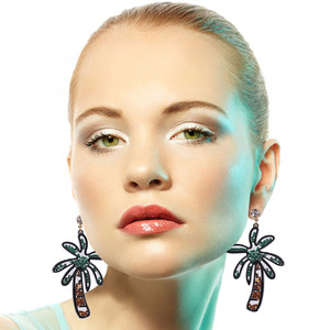 Hawaii Korean Style Acrylic Resin Women Fashion Simple Glass Seed <strong>Beads</strong> Sea Shore Coconut Palm Tree Charm Earring Jewelry - Product Image 2