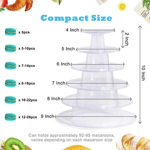 10-Tier PVC PET Macaron kule ekran standı desen Blister tutucu için parti için kek suşi erişte sandviç gıda sunumu - Product Image 4