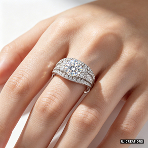 Custom S925/10K/14K/18K Solid Gold 1.00 Karat VVS-VS Quality Round Lab Grown Brilliant Cut Diamond Wedding <b>Ring</b> - Product Image 4