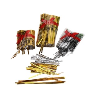 Màu Vàng Và Bạc Nhựa Tráng Dây Tie Dây Lollipop Tie Bánh Mì Túi Hàng Tạp Hóa Túi Thuận Tiện Niêm Phong Ràng Buộc Cáp - Product Image 1