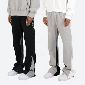 Sweatpants Oem Custom Logo High Quality Streetwear Jogger Paint Pant Men Elastic Wide Flare Leg Sweatpants