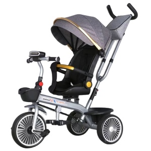 Tricycle pour enfants 4 en 1 / Poignée de poussée amovible - Capote réglable Siège rotatif Tricycle pliable à deux sens pour bébé - Product Image 1