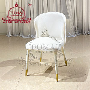 เฟอร์นิเจอร์ห้องจัดเลี้ยง เก้าอี้รับประทานอาหารหุ้มกำมะหยี่สีขาวทันสมัย - Product Image 4