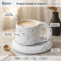 Ensemble tasse et soucoupe en céramique épaissie style nordique, couleur pastel, avec poignée robuste, personnalisable avec logo OEM, vente en gros