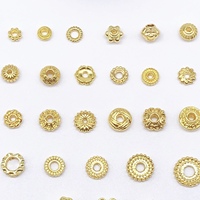Manik-manik Spacer Vintage Berlapis Emas 18K F54 Brass, Bertekstur Bunga, untuk Pembuatan Perhiasan DIY Gelang Kalung