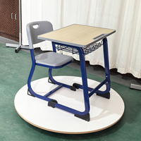 Ensemble de bureau et chaise ergonomiques pour l'école, avec construction en bois, couleur personnalisée, sièges d'apprentissage stationnaires pour les cours