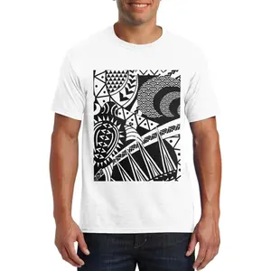 Новое поступление 230GSM Мужская футболка на заказ черный и белый полинезийский Племенной рисунок футболки с принтом логотипа 100 хлопковая футболка