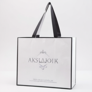 Toptan lüks siyah ayakkabı giysi ambalajı kağıt Tote çanta baskılı özel Logo hediye takı şarap kese kağıdı - Product Image 2