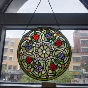 Solid 12" China Stained Cathedral Glass <b>Window</b> Panel European Design High <b>Light</b> Transmittance Curtain Wall Workshop Living Wall - Product Image 2