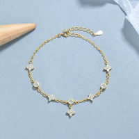 Bracelet trèfle à quatre feuilles en argent sterling 925 avec zircon, porte-bonheur, bracelet à chaîne