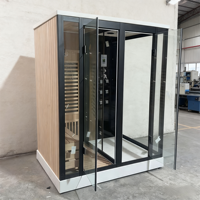 Kabin Sauna Uap Listrik Modern 2-in-1 untuk Dalam Ruangan, Kombinasi Kamar Mandi Uap Kayu Hemlock Kanada, Kontrol Aplikasi WiFi Pintar, Biohacking Villa