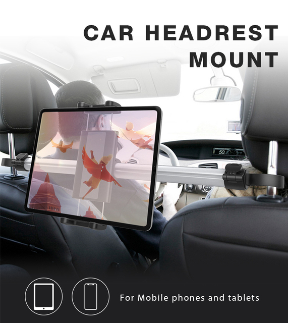 Universal Car Headrest Mount Car Tablet Mount ipad 360 Degree Adjustable Tablet Holder Flexible Car Backseat Headrest Mount