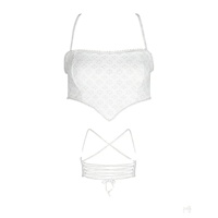 Haut de bikini personnalisé en dentelle brodée avec œillets, ourlet orné de perles, dos croisé à nouer, maillot de bain pour femme, tenue de plage