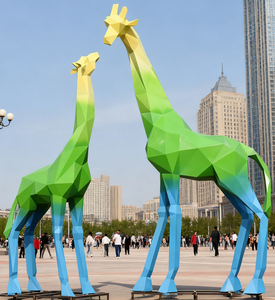 ประติมากรรมยีราฟสแตนเลสขนาดใหญ่รูปปั้นสัตว์สูงสีสันสดใสสำหรับสวนขนาดใหญ่ในเมืองกลางแจ้งสั่งทำได้ - Product Image 3
