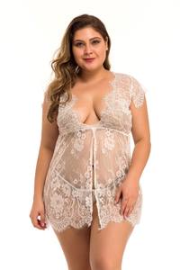 Populaire Sexy Dames Lingerie Perspective Maille Femmes Dentelle Babydoll Plus La Taille Vêtements De Nuit Lingerie - Product Image 2