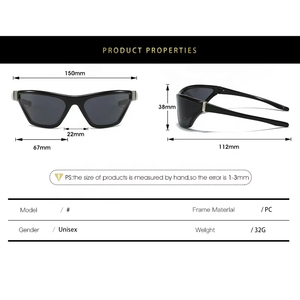 New Big <b>Frame</b> Cat Eye UV400 Windproof Sunglasses Recessed Colorful Fashion Y2K Designer Sun Glasses Man and Woman - Product Image 3