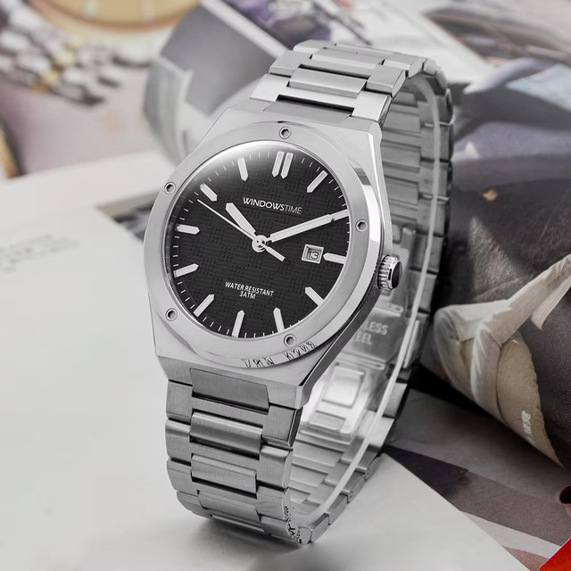 Luxury Men's Stainless Steel Quartz Waterproof Ultra-Thin Simple Pointer Dial Wristwatch with Custom Logo