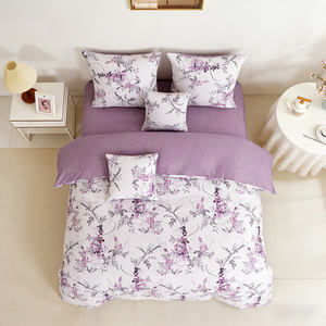 3-Piece <b>Purple</b> Floral Quilt <b>Set</b> 100% Cotton 200TC Eco-Friendly European Style Home Use <b>Bedding</b> China - Product Image 2