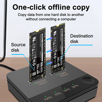 Duplicateur de clonage de disques durs SATA M.2 à double baie avec protocole SATA, lecteur/copieur SSD hors ligne B-Key/M&B-Key avec boîtier en plastique