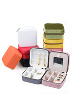 Boîte de rangement pour bijoux de luxe, en velours doux et coloré, pour bagues, boucles d'oreilles, colliers, pendentifs, avec miroir, personnalisable, sac de voyage