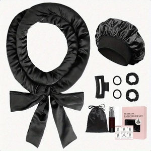 Set de 9 Piezas para Rizos sin Calor Durante la Noche con Gorro de Satén, Scrunchies y Clip, Ondas Sueltas, Rizador de Cabello sin Calor, Caja de Regalo - Product Image 5