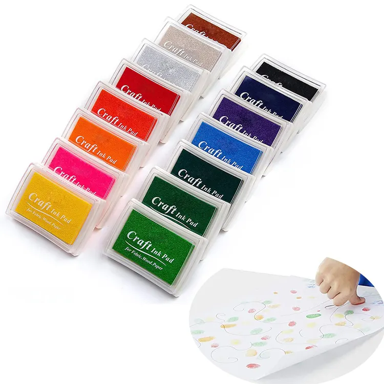 गैर विषैले 15 रंग मिश्रित बच्चों DIY खिलौना शिल्प स्याही पैड पर उंगली स्टाम्प के लिए कागज, लकड़ी, कपड़े