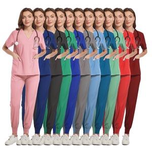 Unisex Quick Dry Scrub Set Blue V Neck Short Sleeve Hospital Uniforms For Medical Dental Veterinary Use - Product Image 5