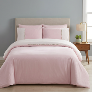 Nouvel ensemble de draps de lit d'hôtel personnalisables en coton 100% écologique, couleur rose, design moderne, 400 fils au pouce carré - Product Image 3