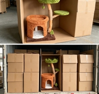 Arbre à chat en bois avec surface en mousse jungle, plusieurs niveaux, nid de repos, grotte fermée, tronc en sisal, pour chatons d'intérieur