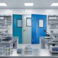 Portes de salle blanche Yonking à cadre métallique et fenêtre vitrée pour ateliers propres de l'industrie pharmaceutique et des puces, et usines de semi-conducteurs