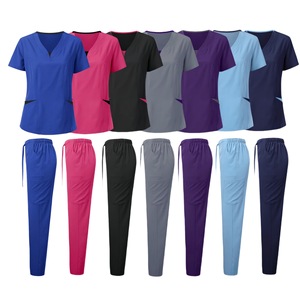 Women's Short Sleeve Scrub Set Breathable Knitted Split Suit For Medical Spa Workwear S XXL - Product Image 4